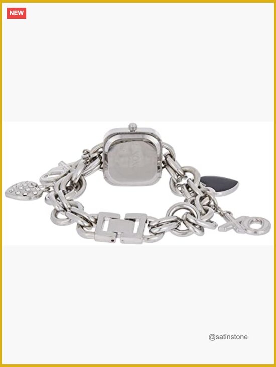 Charm Bracelet Watch with XO and Heart Charms, Quartz Analog, Jewelry Clasp main image 3
